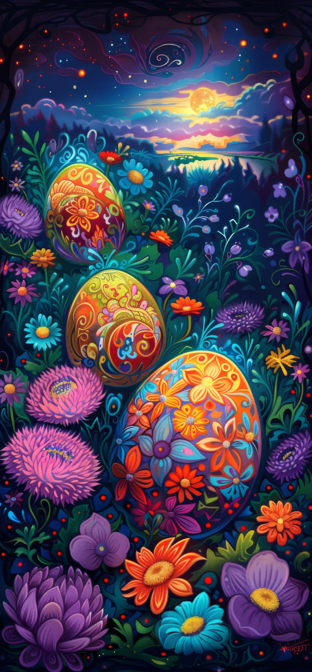 Preview for Easter-eggs-floral-landscape-easter-phone-background-c582e
