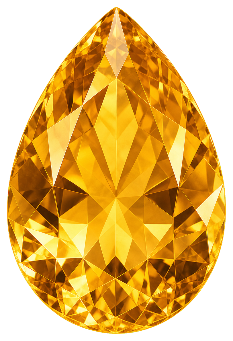Faceted yellow citrine drop gemstone sticker