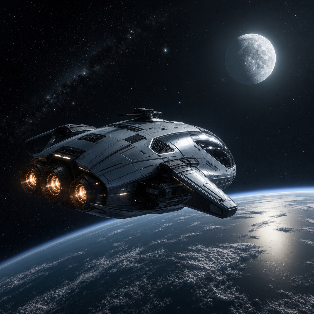 Preview for Orbital Shuttle Moonlit Stock Background