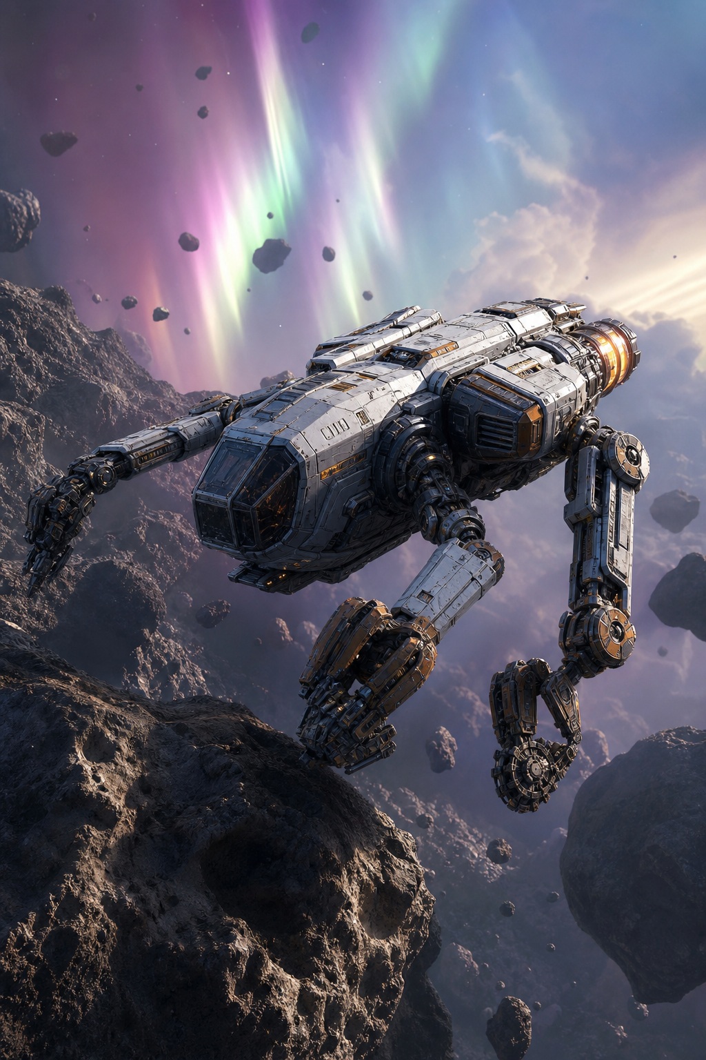 Preview for Asteroid Miner Spacecraft Stock Background