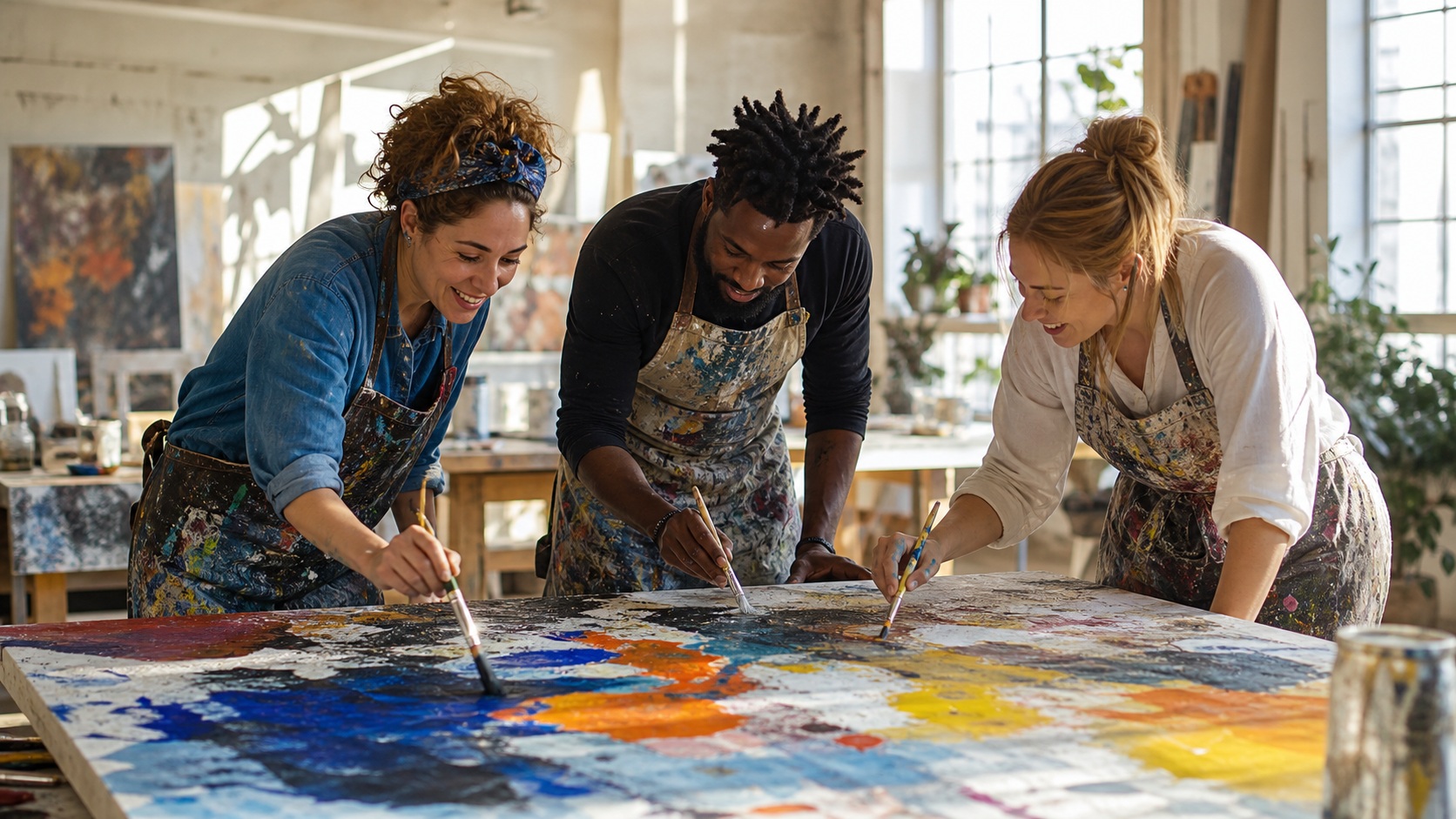 Preview for Group Painting Abstract Stock Background