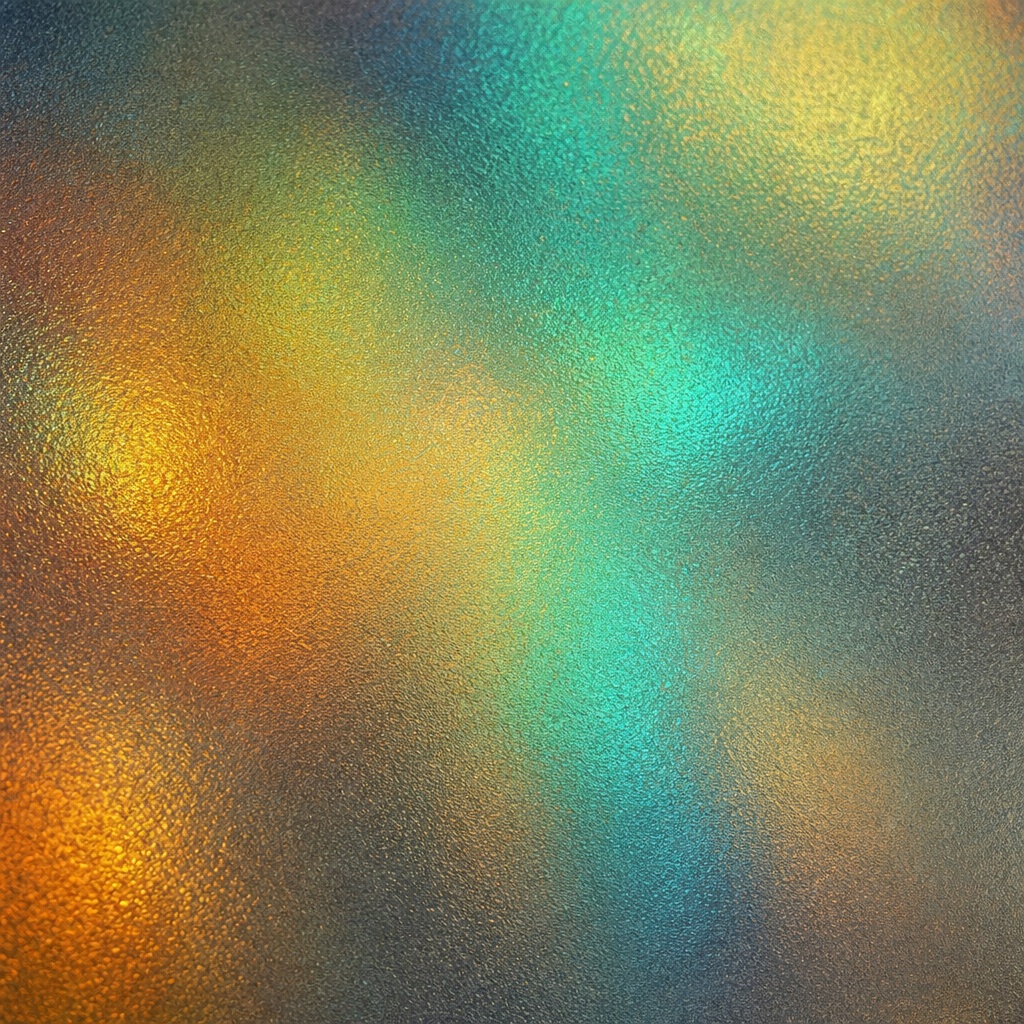 Amber and teal holographic texture with soft grain and color shifting glow