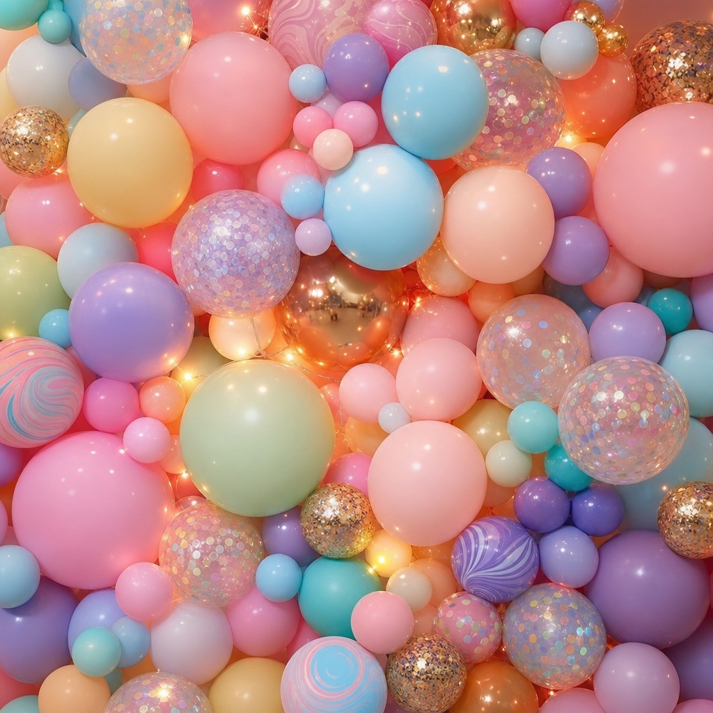 Preview for Colorful Birthday Balloon Wall Background