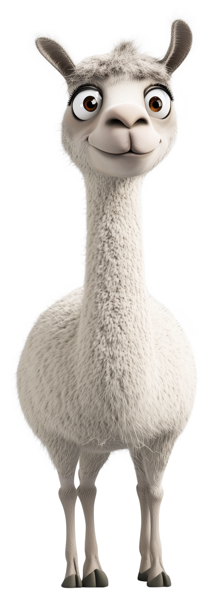 Cute 3D-style llama standing and facing forward with a friendly expression.