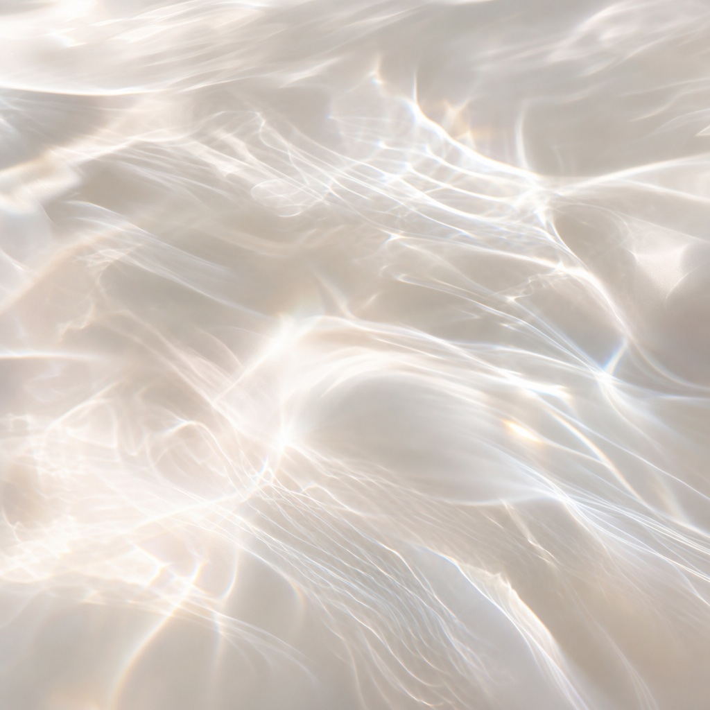 Soft abstract light caustics with prismatic white and beige glass-like shadows