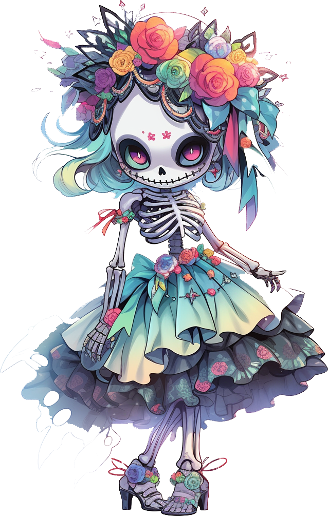 Preview for Sugar-skull-girl-illustration-skelaton-sticker-5a027