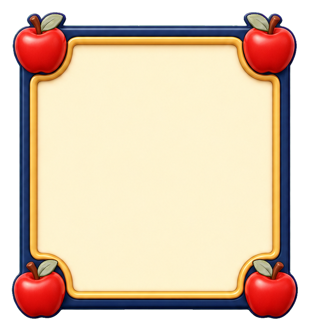 Cream square photo frame with red apples in each corner