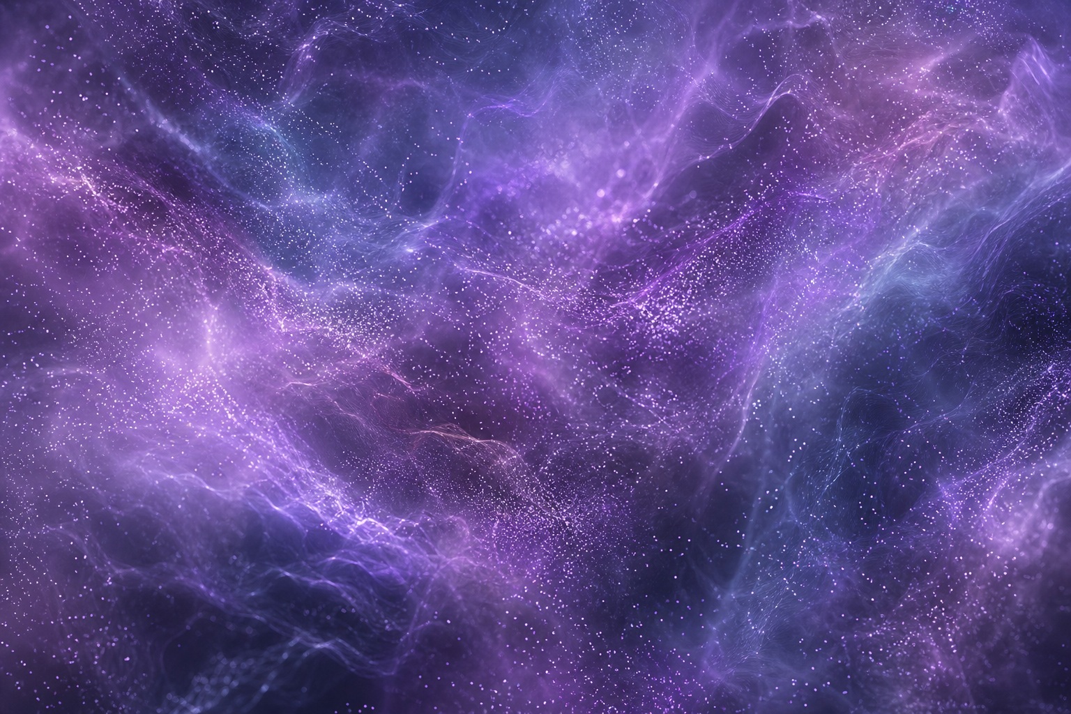 Violet smoke-like particles forming a soft abstract drifting pattern on a dark background