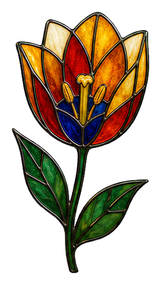 Preview for Stained Glass Amber Tulip Sprig Sticker