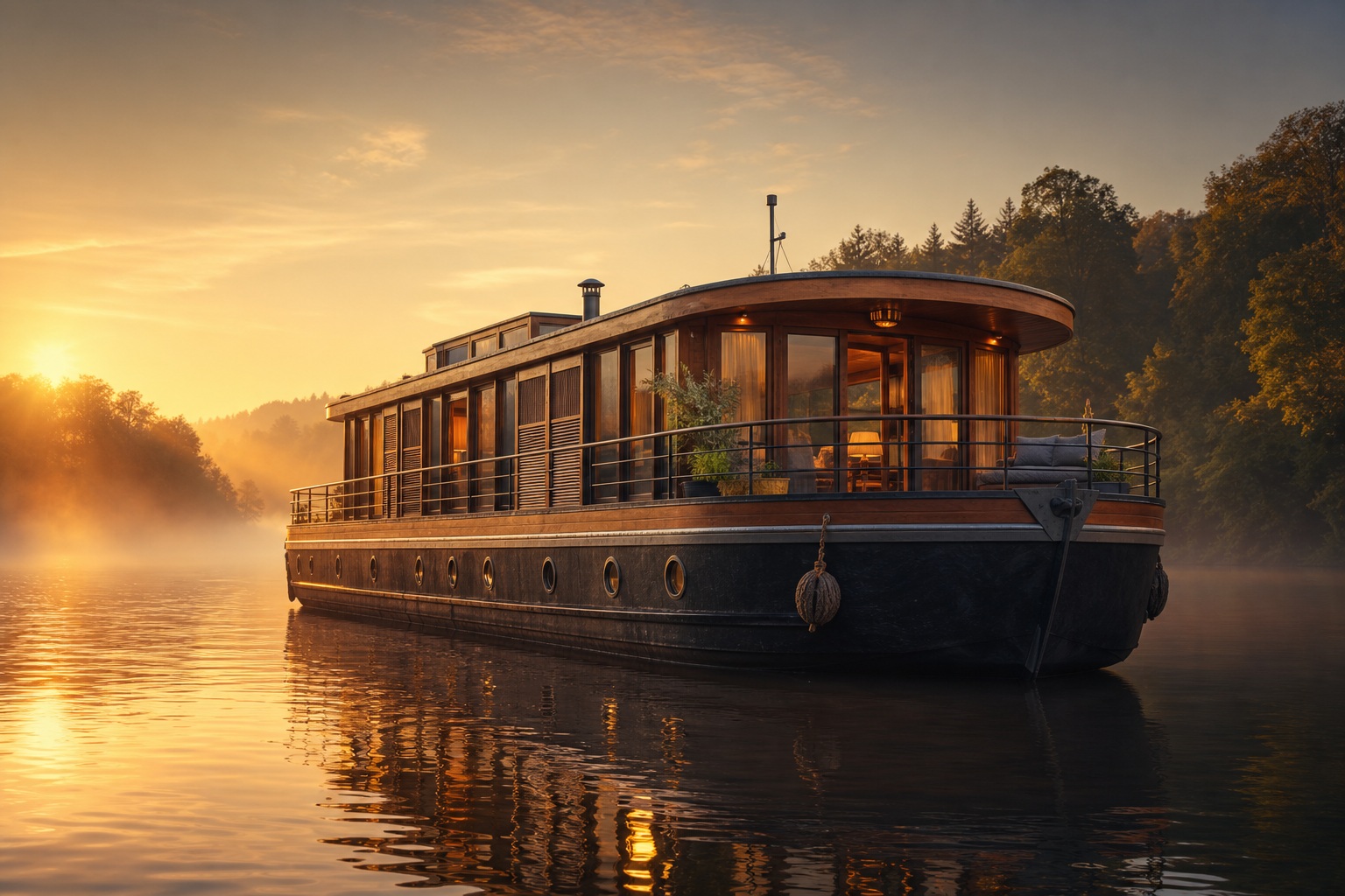 Preview for Houseboat Dawn Stock Background