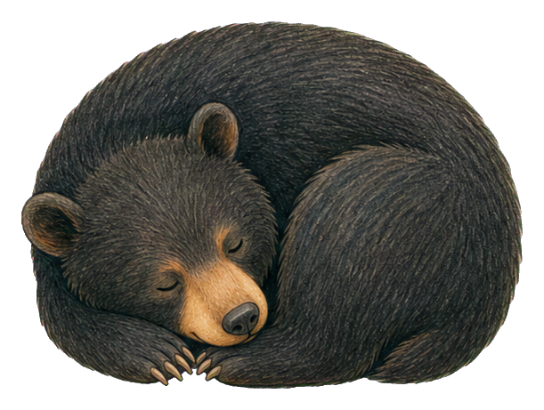 Preview for Sleeping Curled Black Bear Sticker