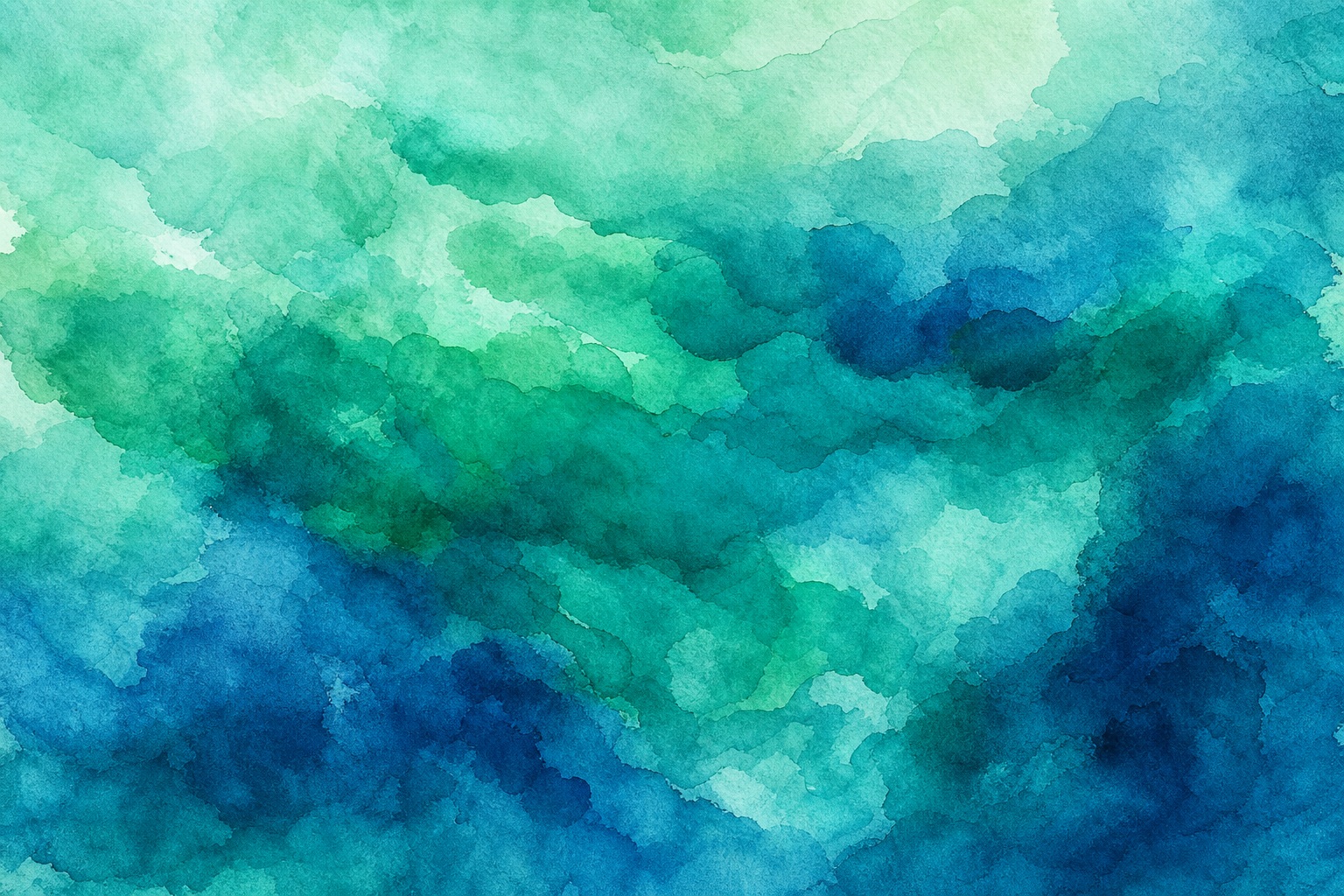 Layered emerald blue watercolor washes with translucent painted texture
