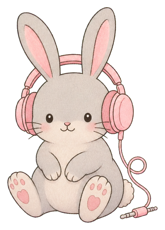 Preview for Kawaii Rabbit With Headphones Sticker
