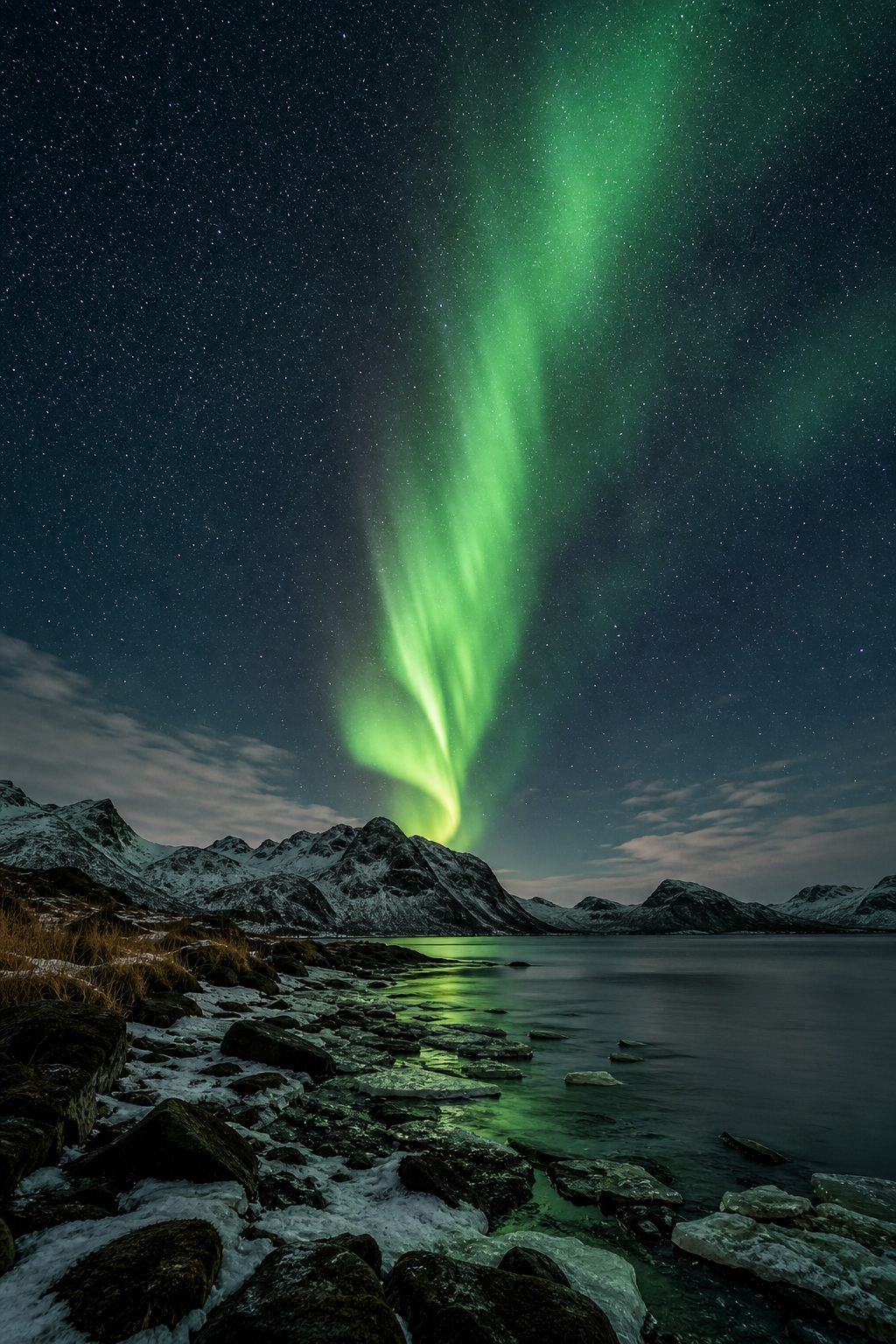 Preview for Aurora Mountain Night Landscape Background