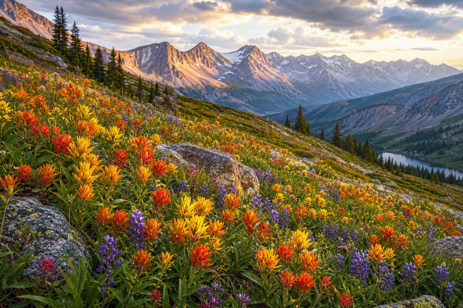 Preview for Alpine Flower Meadow Stock Background
