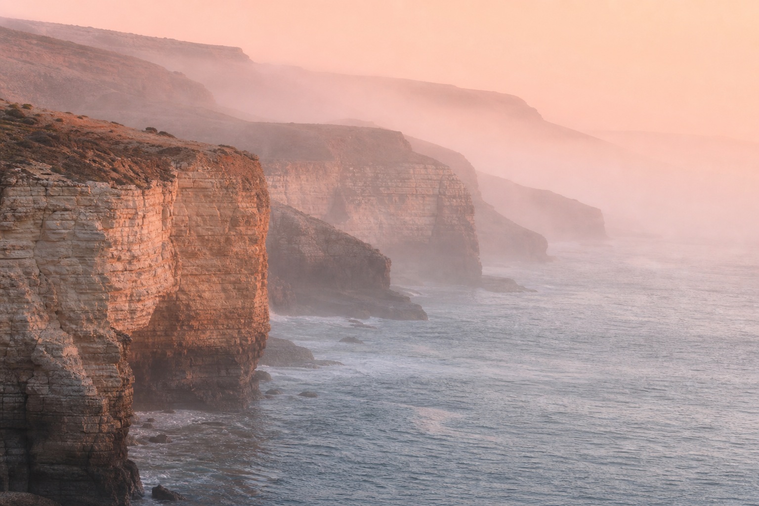 Preview for Dawn Peach Coastal Cliffs Background