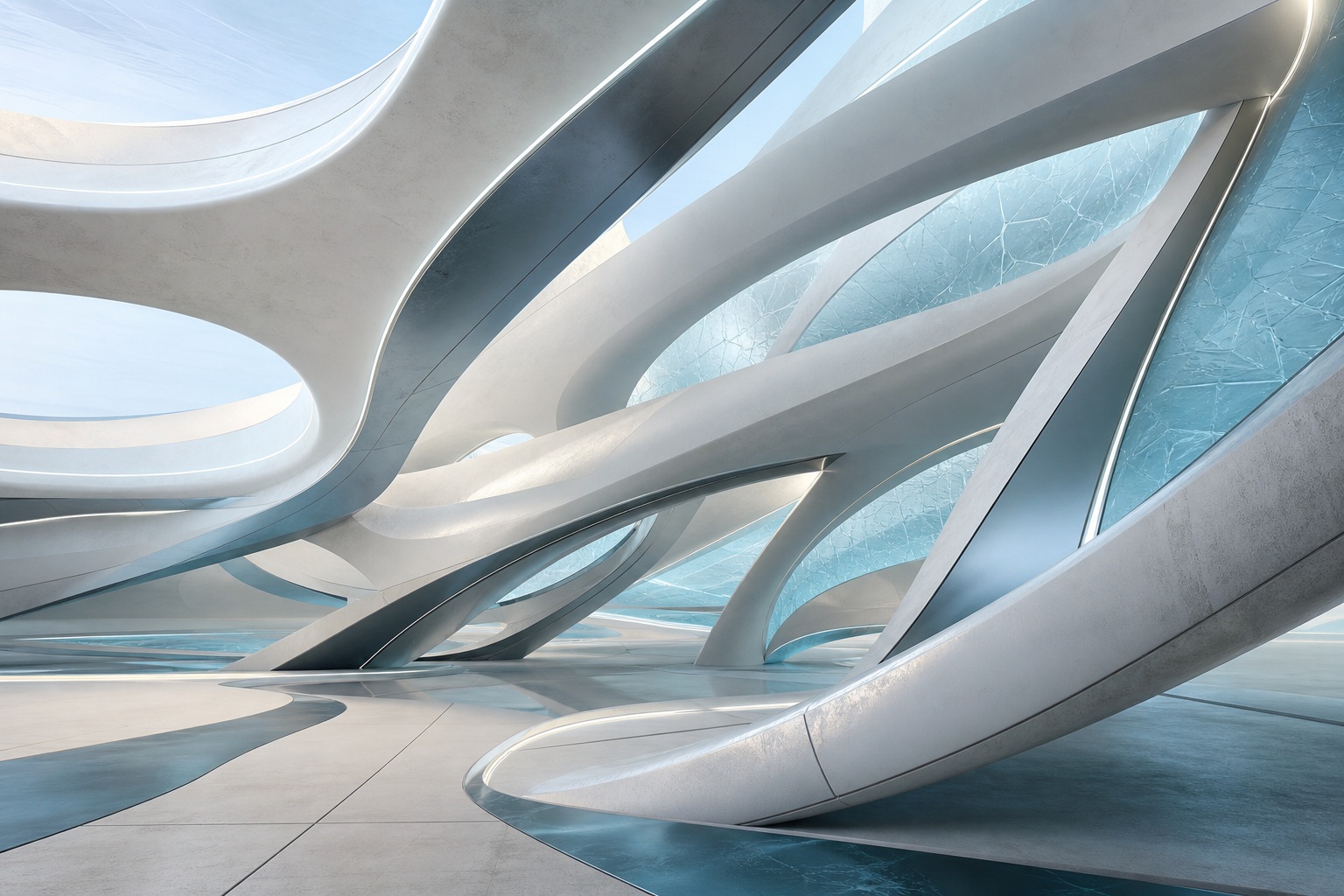 Preview for Pearl Cyan Futuristic Architecture Background