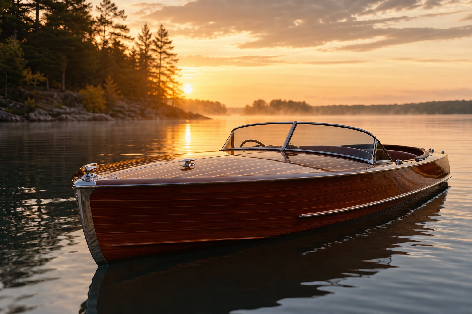 Preview for Classic Wooden Boat Dawn Stock Background