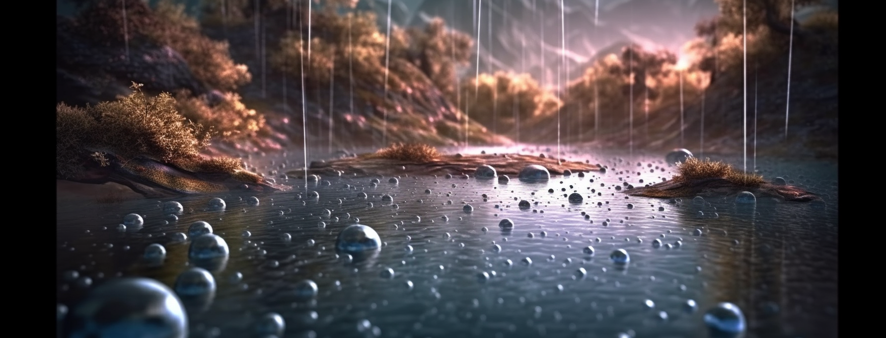 Preview for Rainy-landscape-reflections-ai-facebook-background-4b467