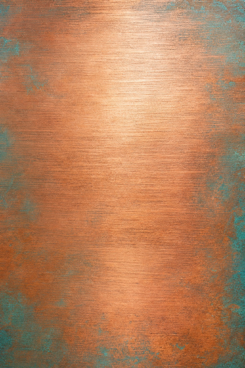 Brushed copper metal texture with teal patina around the edges