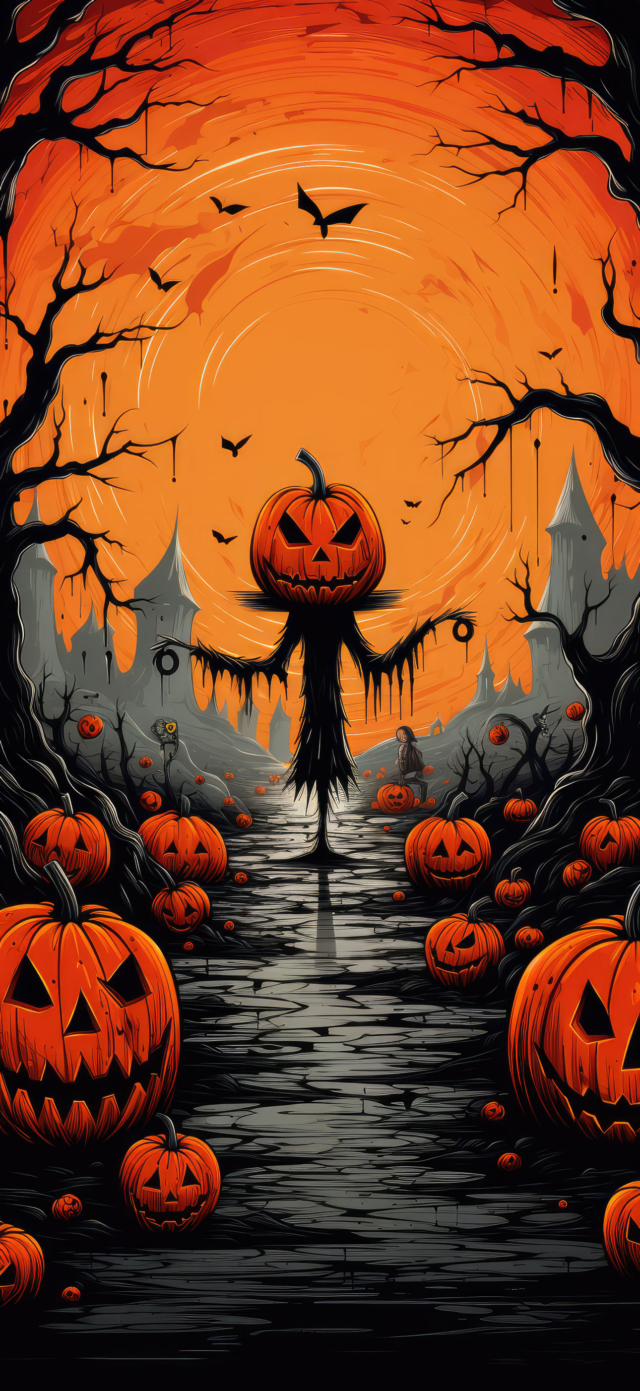Preview for Halloween-pumpkin-night-scene-halloween-phone-background-291bf