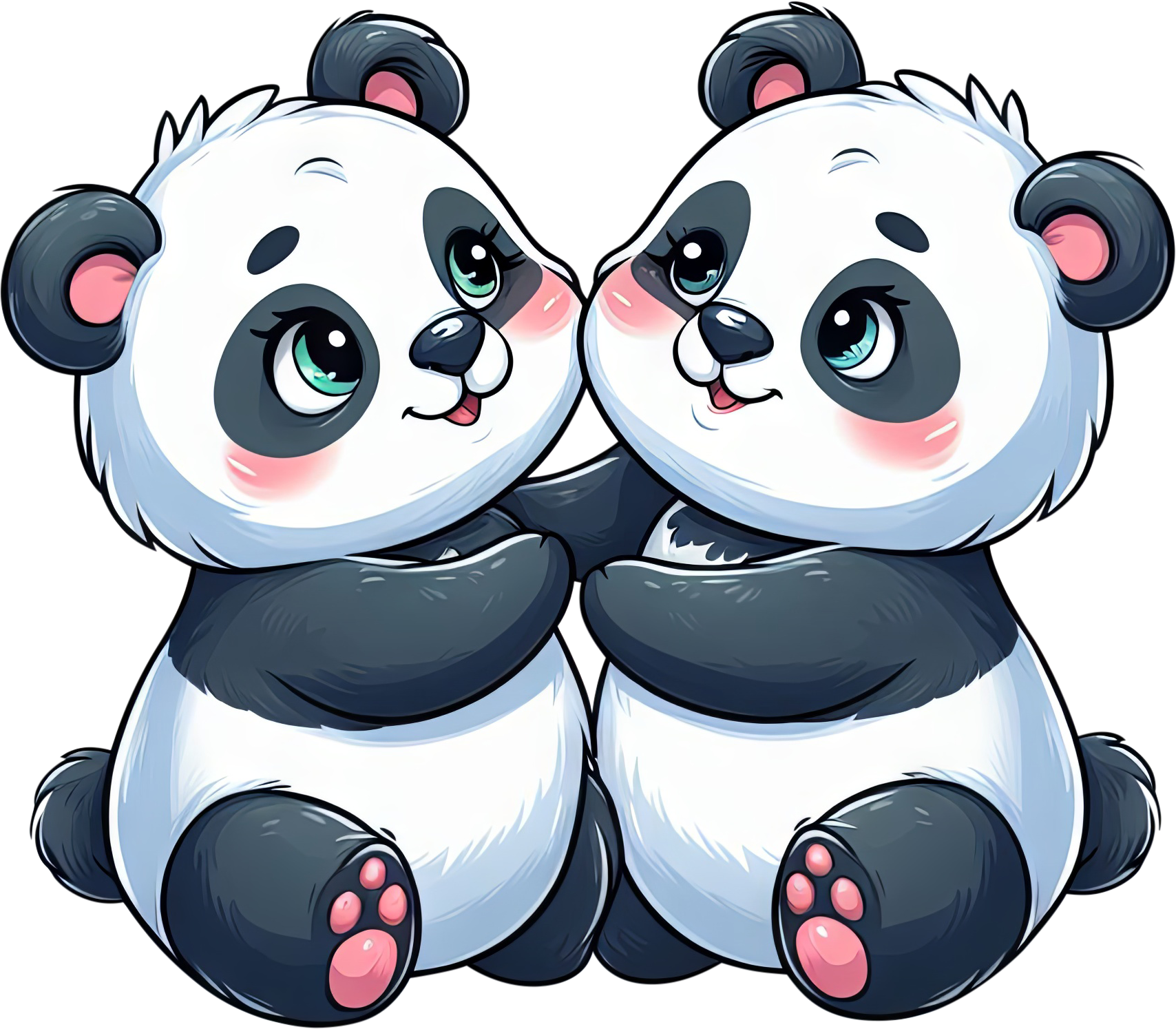 Preview for Cute-cartoon-pandas-illustration-love-characters-sticker-42be9