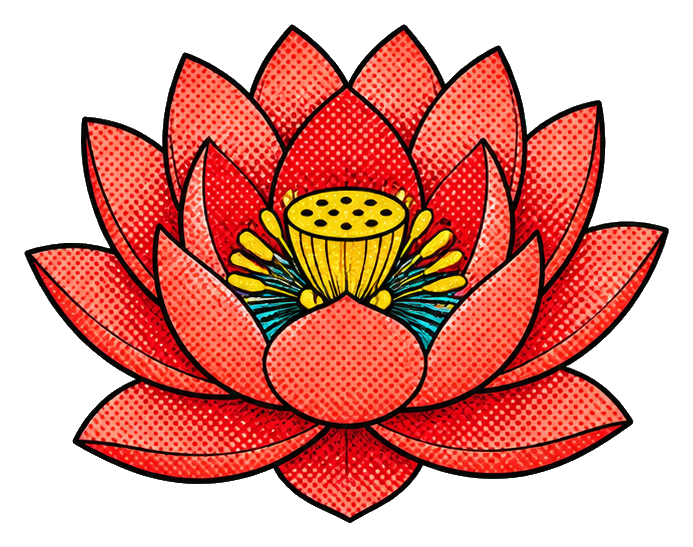 Preview for Retro Halftone Coral Lotus Sticker