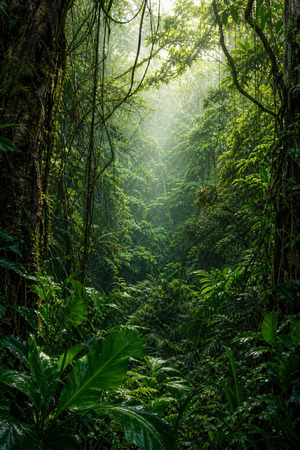 Preview for Rainforest Canopy Sunshafts Stock Background