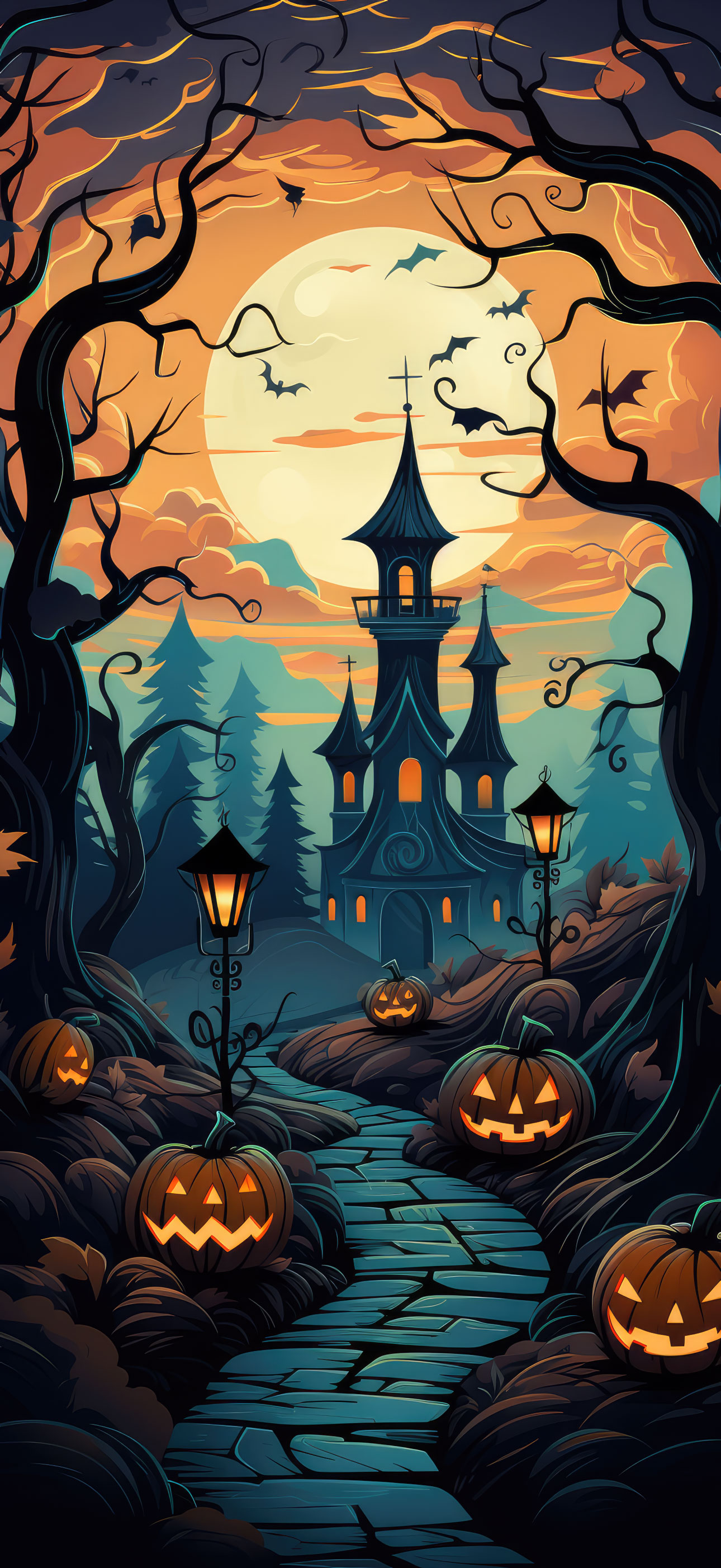 Preview for Halloween-haunted-house-scene-halloween-phone-background-b1a8b