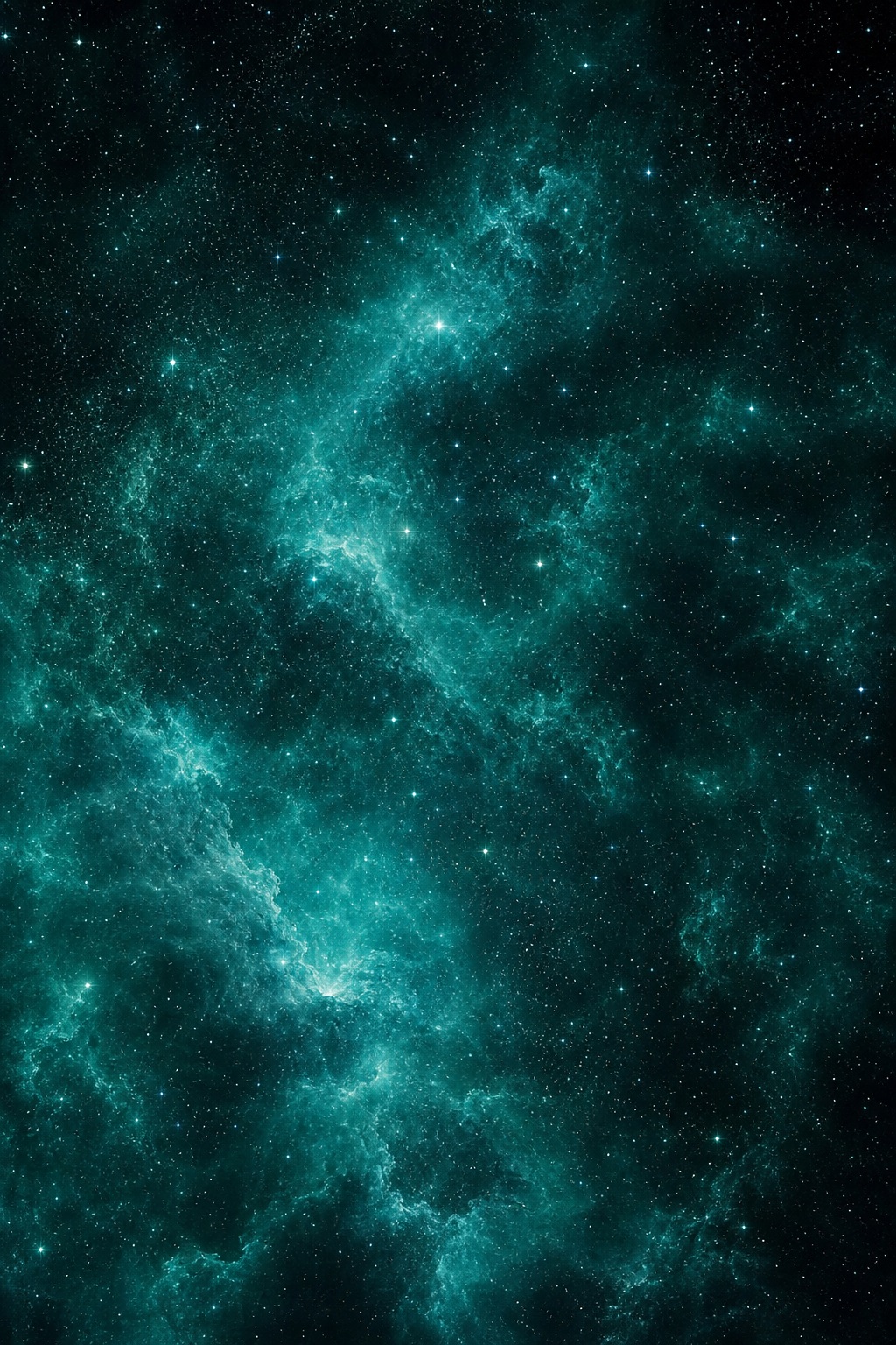 Teal and deep blue star field texture with a cloudy cosmic glow on black