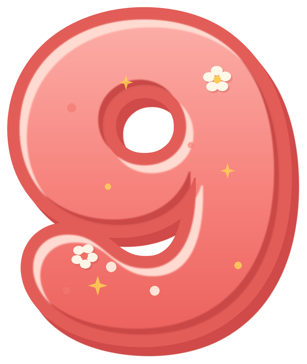 Preview for Birthday Number 9 Floral Sticker