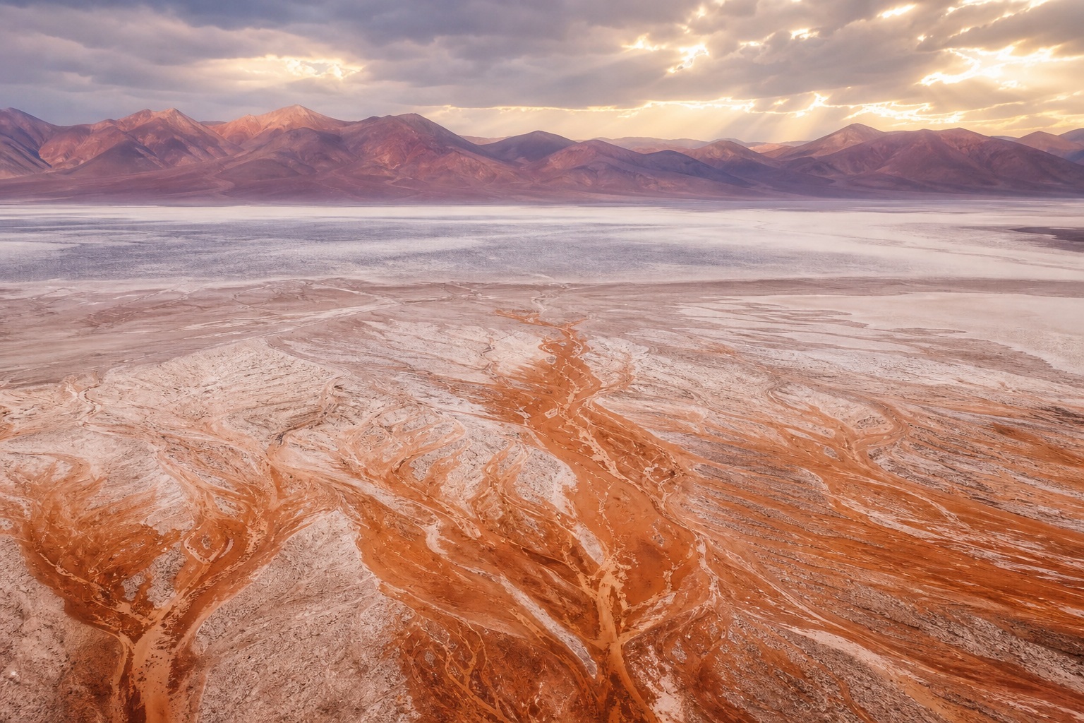 Preview for Salt Flat Patterns Copper Dry-lake Fans Background