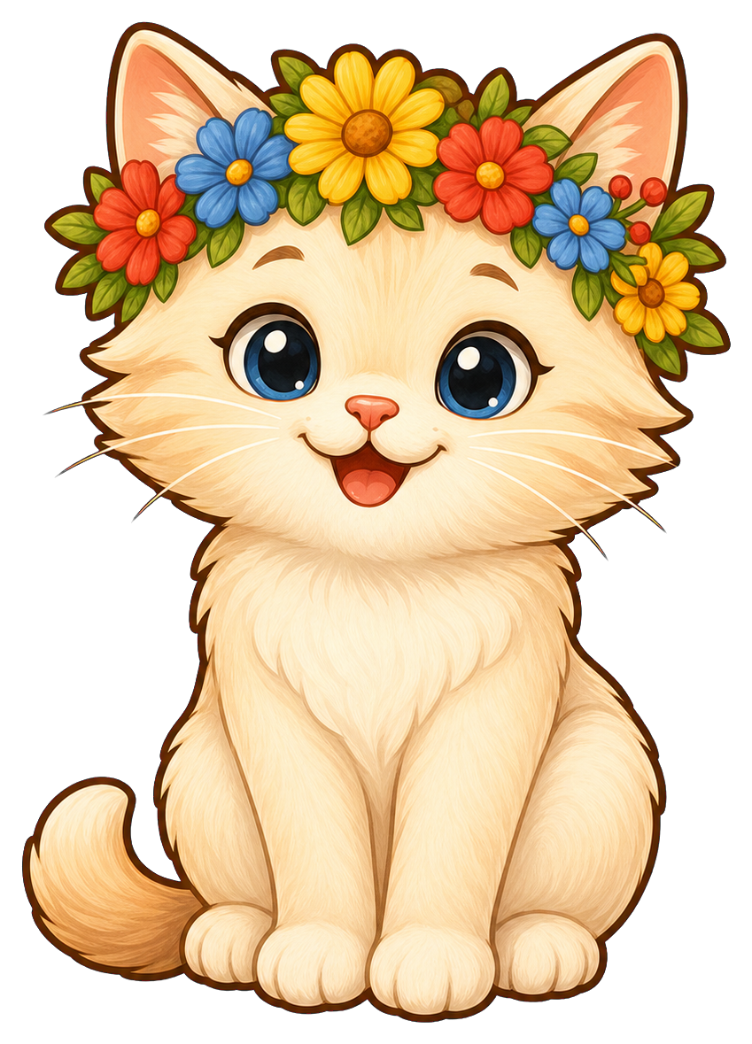 Preview for Cat Flower Crown Sticker