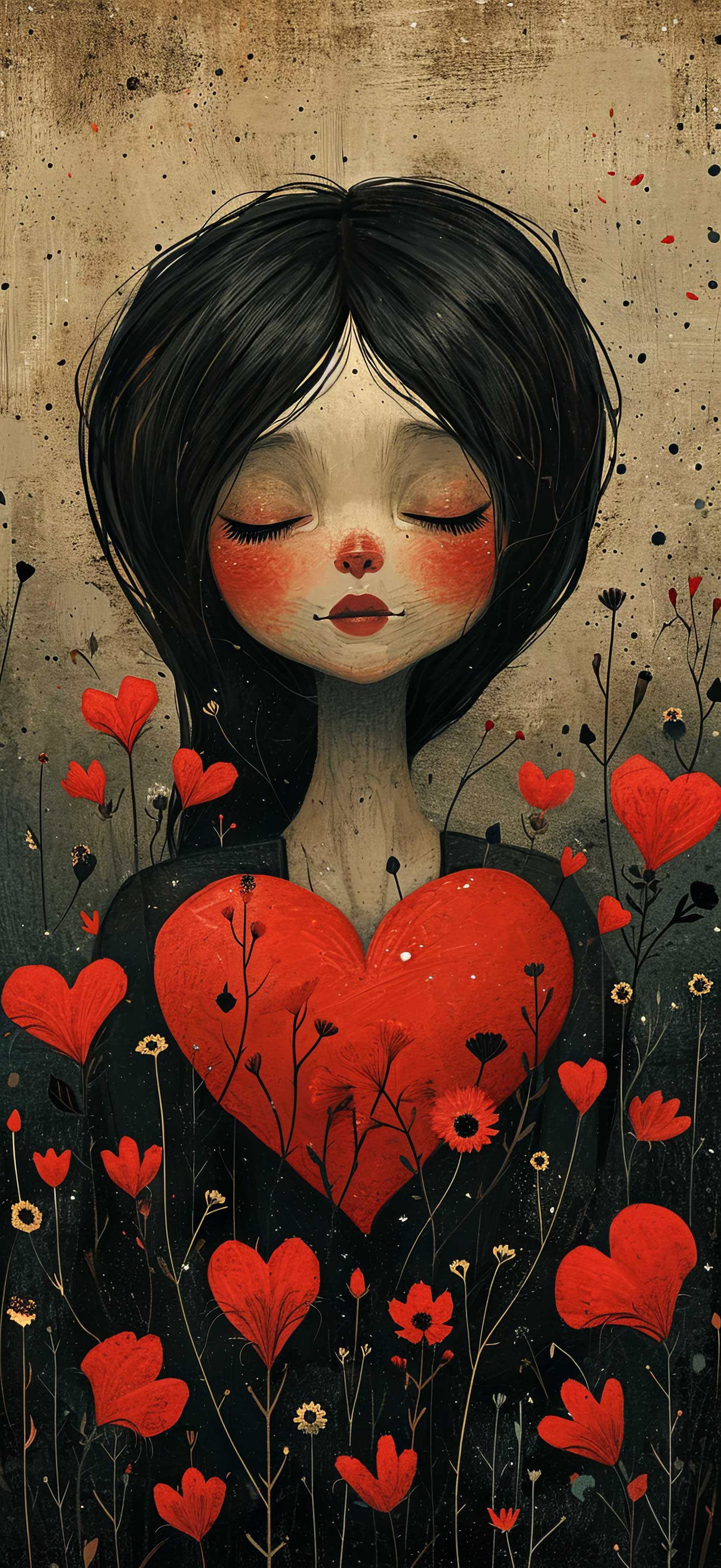 Preview for Whimsical-heartfelt-art-template-heart-phone-background-83877