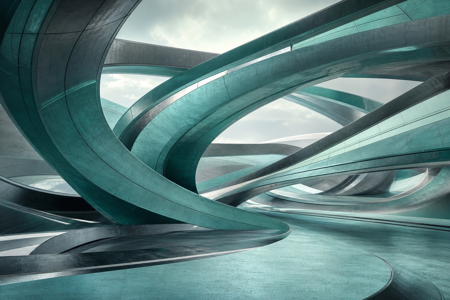 Preview for Futuristic Teal Architecture Background