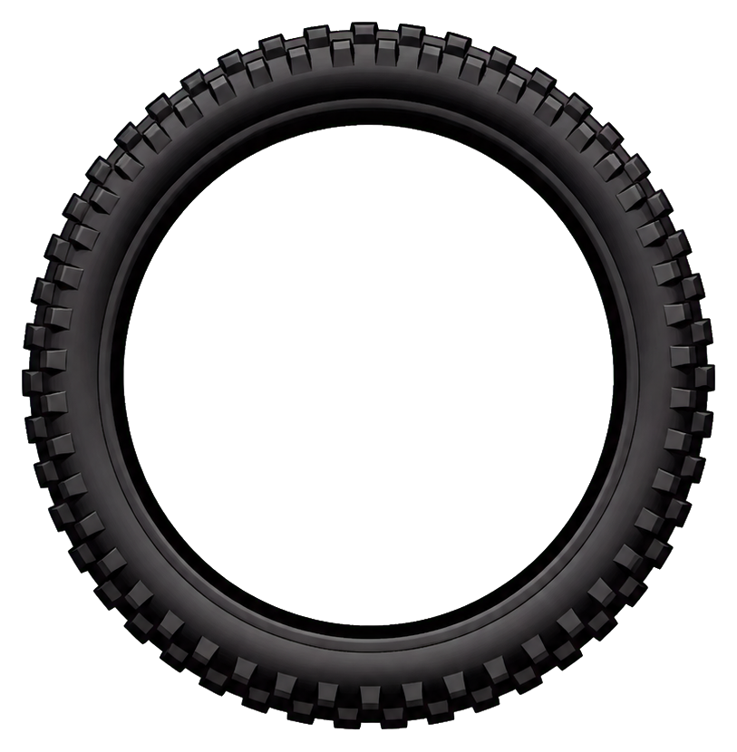 Circular knobby bike tire loop with a dark center and textured tread edges