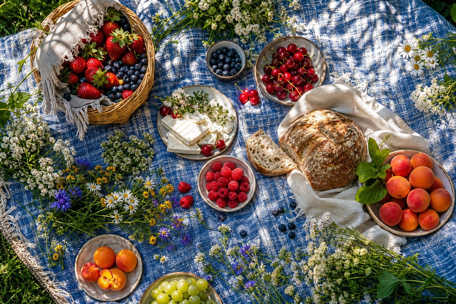 Preview for Blue Woven Picnic Blanket Background