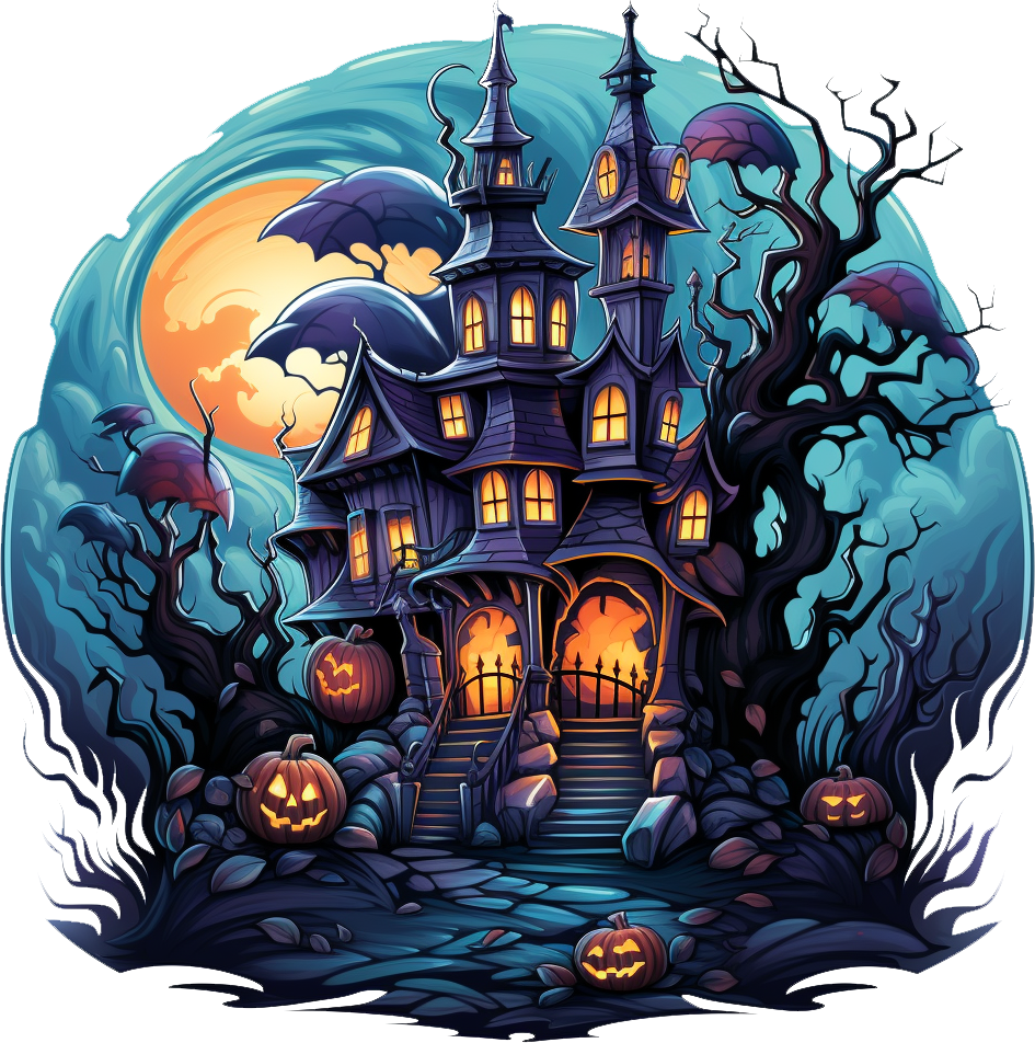 Preview for Halloween-spooky-mansion-illustration-haunted-house-sticker-fa3c8