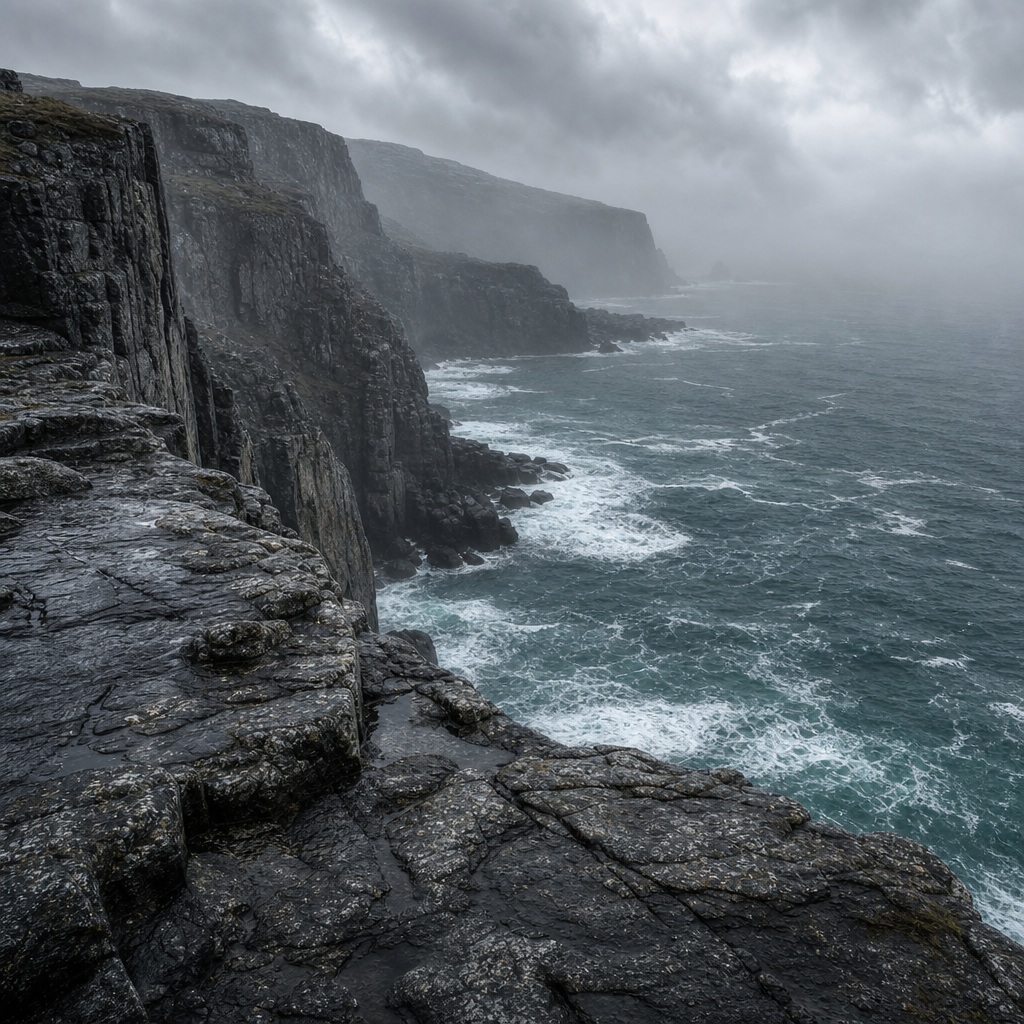Preview for Storm Gray Coastal Cliffs Stock Background