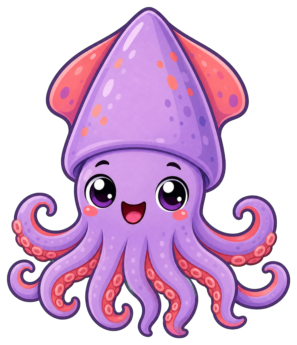 Preview for Cute Squid Sticker Graphic