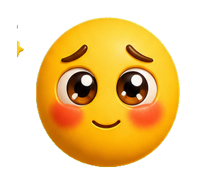 Yellow blushing face emoji with rosy cheeks and a shy smile