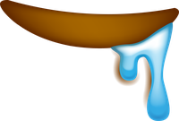 A brown waffle cone with blue ice cream melting down the side.