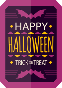 Halloween graphic with bats and trick or treat