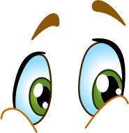 Surprised cartoon eyes with green irises