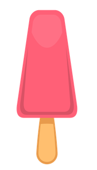 A cartoon-style pink ice pop on a stick