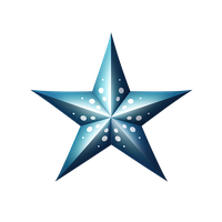 A blue star icon with gradient and white dots