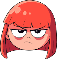 Cartoon girl with red hair and angry face