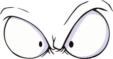 Cartoon eyes with a menacing expression