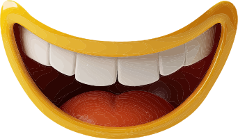 3D smiling mouth with white teeth and orange lips