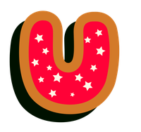 Stylized letter U with red and white stars inside